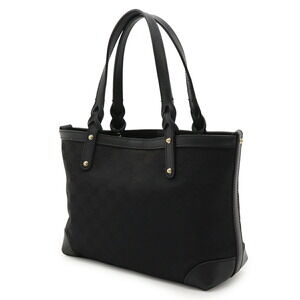Gucci Pouch GG Leather Canvas Tote Bag Black
